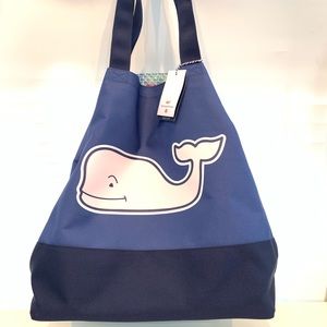 Vineyard Vines beach tote Pink whale on blue